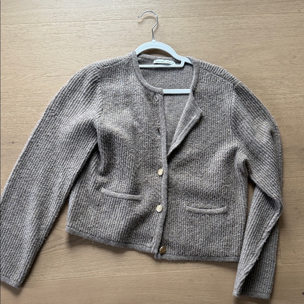 Taupe Button-Up Cardigan